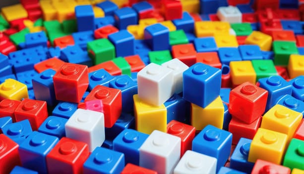 A multitude of colorful building blocks fills the surface, featuring various shapes and sizes. Children can spend hours in creative play, constructing various models and designs.