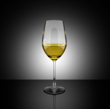 White wine glass set 3D illustration render