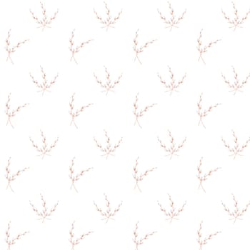 seamless watercolor pattern of willow branch. Easter elegant pattern for printing on textiles, tablecloths, bedspreads, napkins. Happy Easter festive pattern. High quality illustration