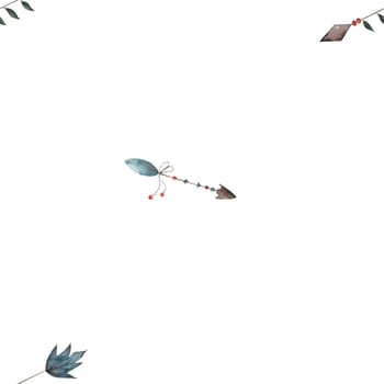 watercolor seamless pattern pattern with boho wigwam elements bear bird arrow blueberry bonfire. for children's fabrics and prints. High quality photo nice shine cute photo for baby clothing