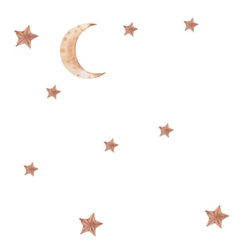 seamless pattern watercolor drawing month, stars, moon. for delicate children's fabrics and printing. enjoy. High quality illustration