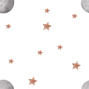 watercolor seamless pattern with the image of the moon and stars. cute pattern for children's textiles, printing, wrapping paper. enjoy. High quality photo