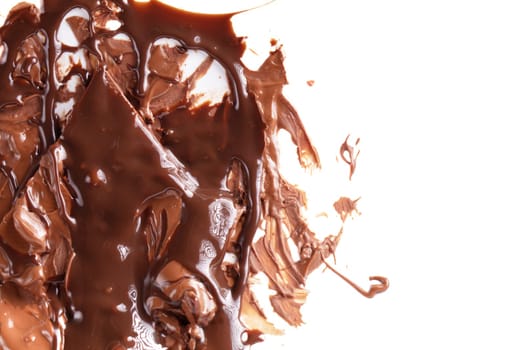 Sweet melted chocolate background with empty space for text.Mass of chocolate.