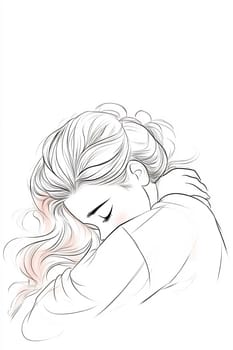 A girl with flowing hair rests her head on her arms, lost in thought and reflecting on her feelings in a serene atmosphere.