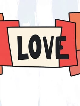 Bold letters spell love, surrounded by a vibrant design. The artwork showcases creativity and positive vibes, perfect for uplifting decor.