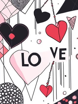 Colorful hearts in various sizes create a vibrant backdrop, showcasing a playful celebration of love and affection.