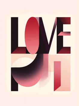 This design showcases the word love in bold, geometric shapes with a blend of warm colors, creating a contemporary art piece suitable for decor.