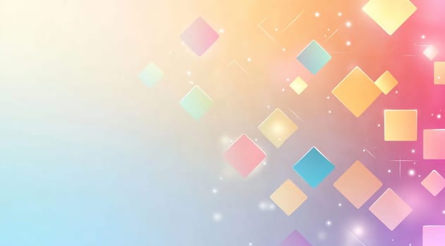 Bright, colorful geometric shapes float on a soft gradient background, creating an energetic and modern atmosphere perfect for design projects.