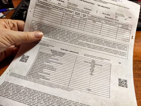 Kirov, Russia - October 06, 2024: Detailed document listing various travel insurance coverage options and relevant policy information for travelers safety.