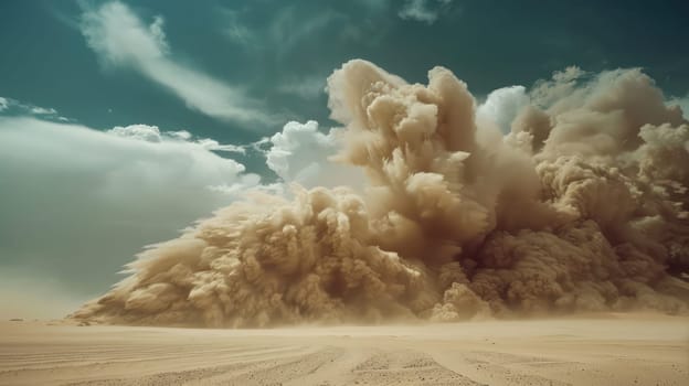 Desert landscape with a sandstorm. Generative AI image