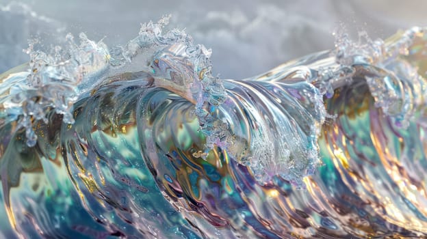 Holographic water wave concept art background. Generative AI design