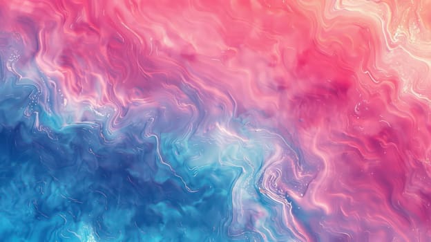 Blue pink liquid glowing waves abstract background. Generative AI design