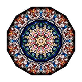 Kaleidoscope - abstract image created by multiple mirroring of the stained glass window
