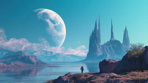 Fantasy landscape. Generative AI design illustration