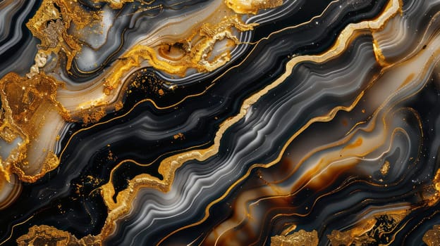 Abstract black golden grunge onyx texture background. Generative AI design