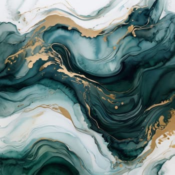Eye-catching abstract design with fluid lines and radiant gold accents. Bold green tones blend harmoniously, evoking elegance and creativity, making it an ideal choice for contemporary art enthusiasts