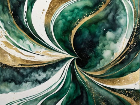 Mesmerizing abstract piece showcasing intricate patterns of deep green and sparkling gold. Unique textures flowing forms inspire imagination, perfect for enhancing home interiors or art collections