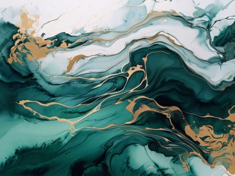 Mesmerizing abstract piece showcasing intricate patterns of deep green and sparkling gold. Unique textures flowing forms inspire imagination, perfect for enhancing home interiors or art collections