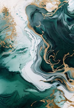 Beautiful abstract composition highlighting swirling shapes in emerald and golden hues. Lush textures and vibrant colors bring life to any space, ideal for art lovers and stylish interior designs
