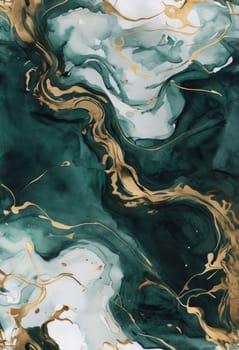 Stunning abstract design featuring swirling patterns in lush green and radiant gold accents. Harmonious flow and elegant textures evoke creativity, ideal for contemporary art lovers, stylish interiors