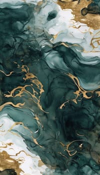 Stunning abstract design featuring swirling patterns in lush green and radiant gold accents. Harmonious flow and elegant textures evoke creativity, ideal for contemporary art lovers, stylish interiors