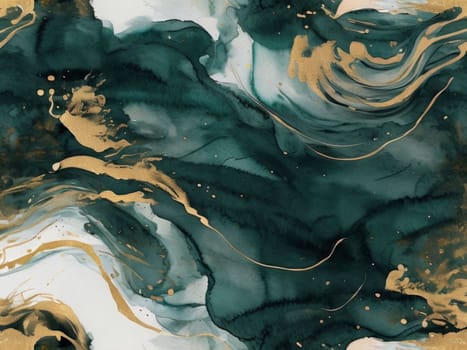 Stunning abstract design featuring swirling patterns in lush green and radiant gold accents. Harmonious flow and elegant textures evoke creativity, ideal for contemporary art lovers, stylish interiors