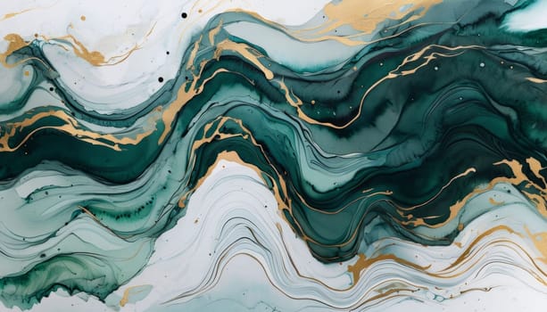 Captivating abstract piece with rich teal, golden hues. Unique fluid motion and intricate details inspire imagination, making it perfect for enhancing home decor or as standout art collection piece
