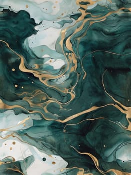 Captivating abstract piece with rich teal, golden hues. Unique fluid motion and intricate details inspire imagination, making it perfect for enhancing home decor or as standout art collection piece