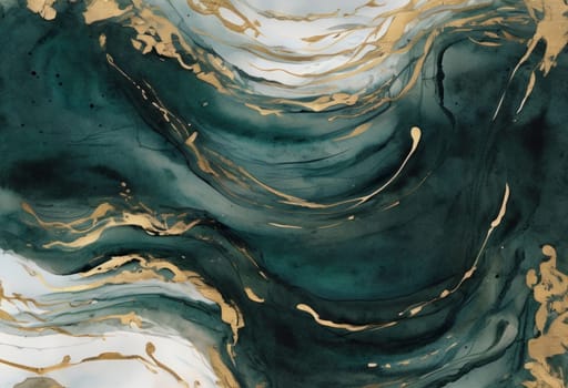 Captivating abstract piece with rich teal, golden hues. Unique fluid motion and intricate details inspire imagination, making it perfect for enhancing home decor or as standout art collection piece