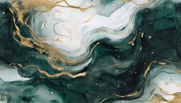 Captivating abstract piece with rich teal, golden hues. Unique fluid motion and intricate details inspire imagination, making it perfect for enhancing home decor or as standout art collection piece