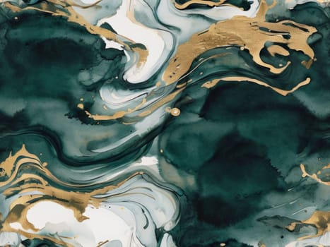 Beautiful abstract composition highlighting smooth waves and golden streaks. Lush colors and mesmerizing textures bring sense of tranquility, ideal for art enthusiasts, modern design aesthetics