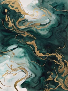 Beautiful abstract composition highlighting smooth waves and golden streaks. Lush colors and mesmerizing textures bring sense of tranquility, ideal for art enthusiasts, modern design aesthetics