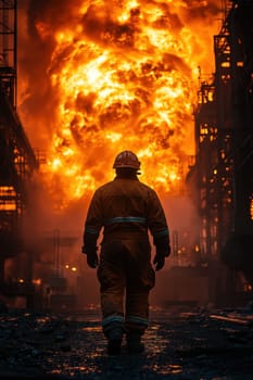 Portrait of an engineer at a steel mill. on the street outside the shop. Worker in the production of steel.