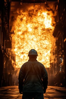 Portrait of a worker in steel production . Worker in steel production.