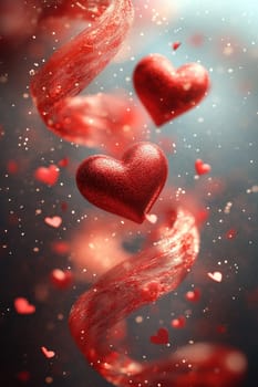 Abstract background with red hearts. Background for Valentine's Day.
