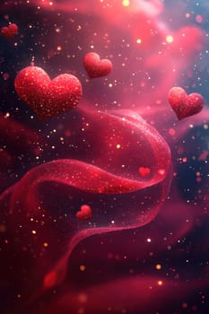 Abstract background with red hearts. Background for Valentine's Day.