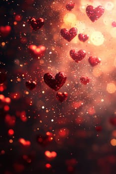 Abstract background with red hearts. Background for Valentine's Day.