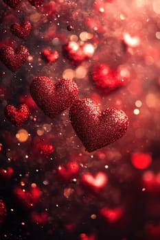 Abstract background with red hearts. Background for Valentine's Day.