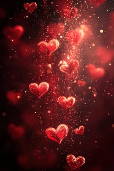 Abstract background with red hearts. Background for Valentine's Day.
