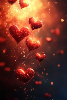 Abstract background with red hearts. Background for Valentine's Day.