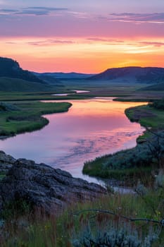 Evening view of an incredibly beautiful fabulous mountain lake. Breathtaking scenery.