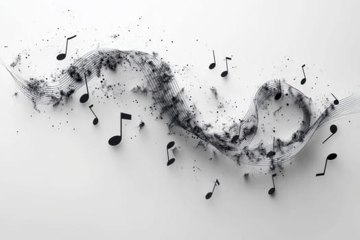 Musical notes on a white background. Lots of musical sounds as musical notes on white background.