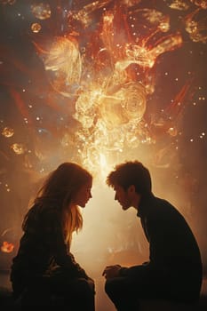 a couple in love opposite each other. A man and a woman who love each other. illustration.