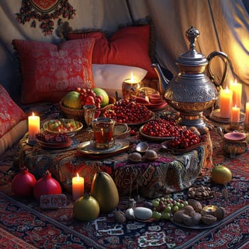 Have a fun Yalda night with pomegranates, nuts, candles. The ceremonies are dedicated to the longest night of the year in Persian culture, the Iranian "Night of the Forty" festival.