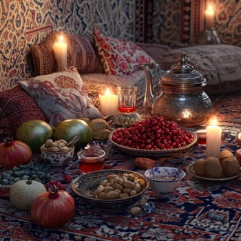 Have a fun Yalda night with pomegranates, nuts, candles. The ceremonies are dedicated to the longest night of the year in Persian culture, the Iranian "Night of the Forty" festival.