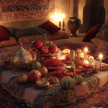 Have a fun Yalda night with pomegranates, nuts, candles. The ceremonies are dedicated to the longest night of the year in Persian culture, the Iranian "Night of the Forty" festival.