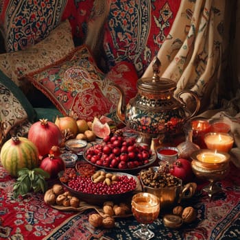 Have a fun Yalda night with pomegranates, nuts, candles. The ceremonies are dedicated to the longest night of the year in Persian culture, the Iranian "Night of the Forty" festival.