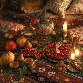 Have a fun Yalda night with pomegranates, nuts, candles. The ceremonies are dedicated to the longest night of the year in Persian culture, the Iranian "Night of the Forty" festival.