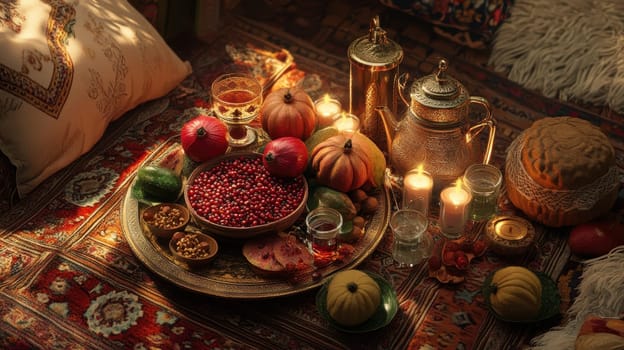 Have a fun Yalda night with pomegranates, nuts, candles. The ceremonies are dedicated to the longest night of the year in Persian culture, the Iranian "Night of the Forty" festival.
