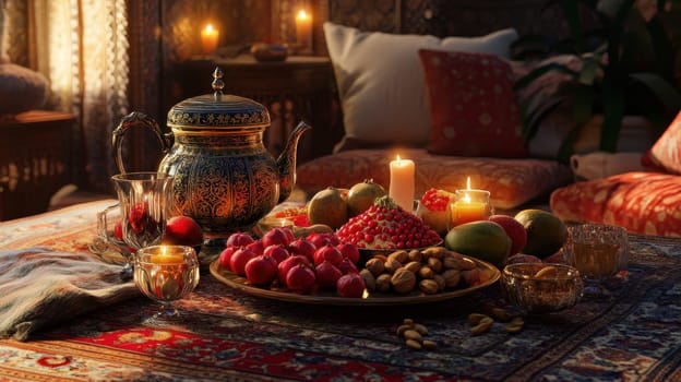 Have a fun Yalda night with pomegranates, nuts, candles. The ceremonies are dedicated to the longest night of the year in Persian culture, the Iranian "Night of the Forty" festival.